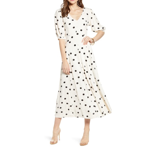 Something Navy Dresses & Skirts - Something Navy | Polka Dot Printed Dress Puff Slv